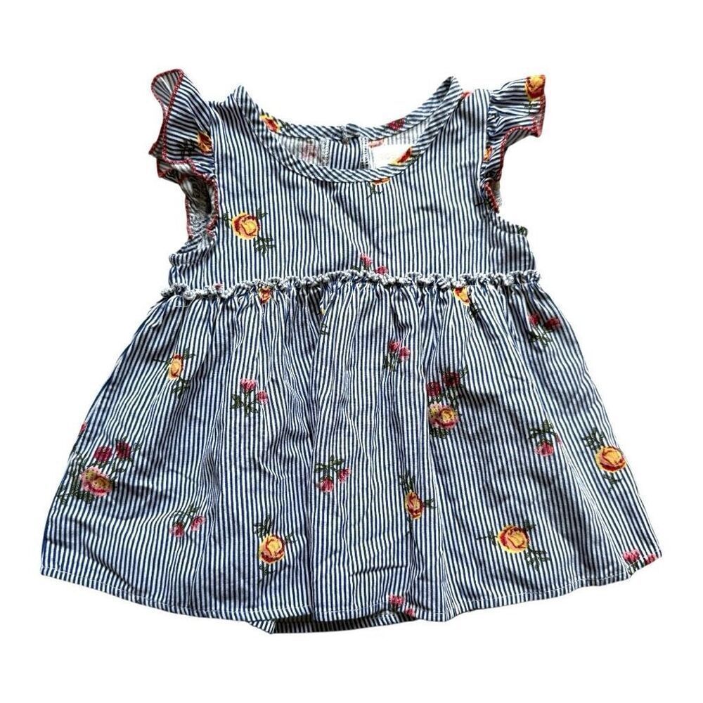 Toddler Girls BCBG Floral Chambray Stripe Flutter Sleeve Top - Sz 3Y